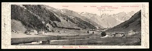 Klapp-AK Ferleiten, Tauern-Gasthof, Panoramablick auf den Ort
