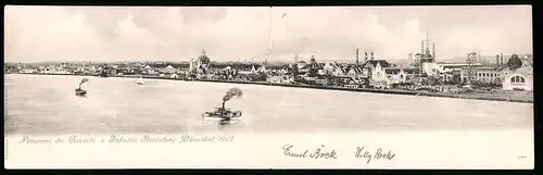 Klapp-AK Düsseldorf, Panorama der Gewerbe- und Industrie-Ausstellung 1902