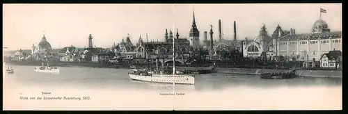 Klapp-AK Düsseldorf, Industrie- und Gewerbe-Ausstellung 1902, Kanonenboot Panther