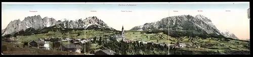 Klapp-AK Cortina d`Ampezzo, Ortsansicht mit Pomagagnon und Sorapis