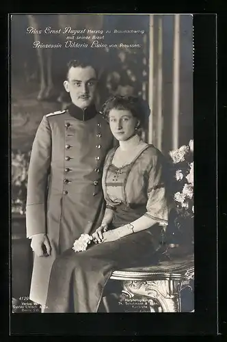 AK Ernst August Herzog von Braunschweig mit seiner Braut