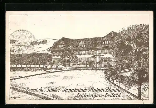 Künstler-AK Leubringen, Bernisches Kinder-Sanatorium Maison Blanche