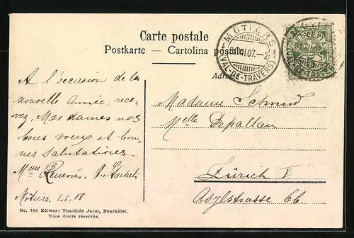 AK Môtiers, Maison F. F. Rousseau, Strassenpartie