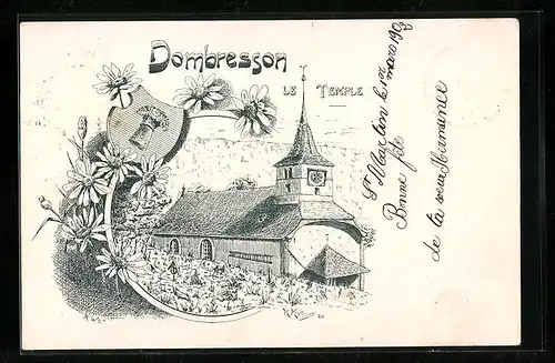 Künstler-AK Dombresson, Le Temple