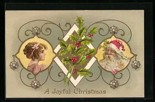 AK Mädchen und Weihnachtsmann, A Joyful Christmas