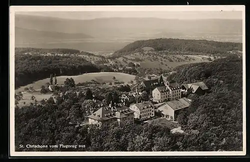 AK St. Chrischona, Ortsansicht, Fliegeraufnahme