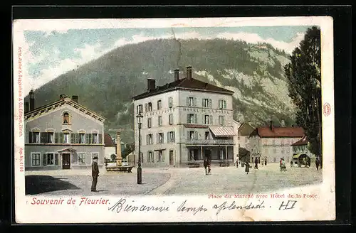 AK Fleurier, Place du Marché avec Hotel de la Poste