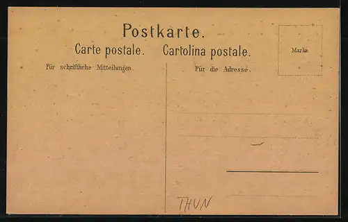 Künstler-AK Thun, Panorama, gesehen von der Strasse nach Gwatt aus