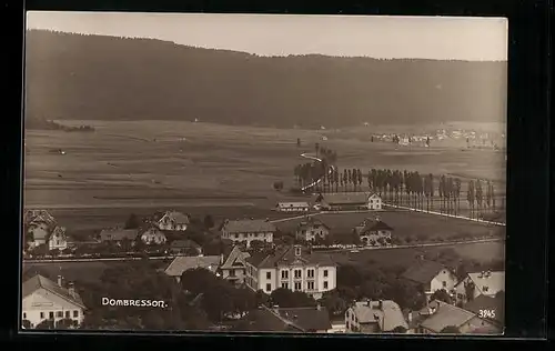 AK Dombresson, Teilansicht mit Landstrasse aus der Vogelschau