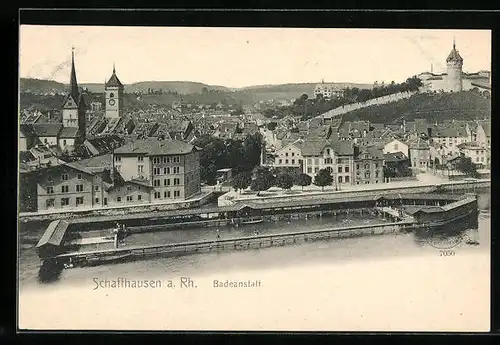 AK Schaffhausen a. Rh., Blick auf die Badeanstalt