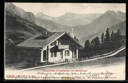 AK Adelboden, Taubenhaus mit Wildstrubel