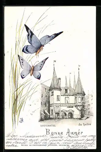 Künstler-AK Neuchatel, Les Halles