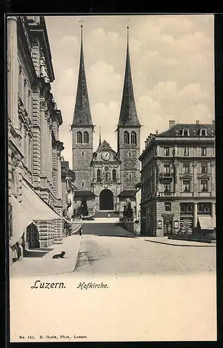 AK Luzern, Strassenpartie, Strassenpartie mit Hofkirche