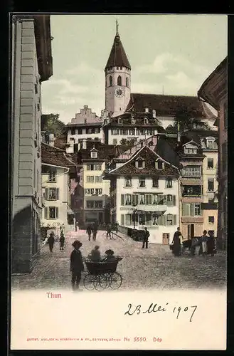 AK Thun, Ortspartie mit Kirche