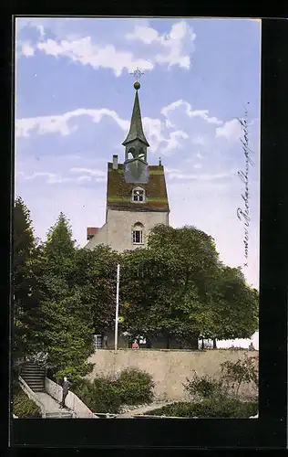 AK St. Chrischona, Kirche mit Zugangstreppe