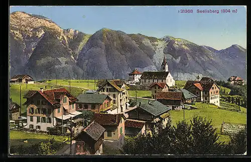 AK Seelisberg, Ortspartie mit Kirche