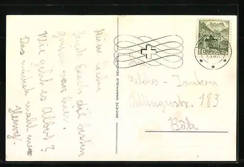 AK Yverdon, Strassenpartie mit Geschäft und Kirche