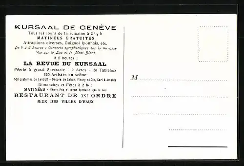 AK Genève, Kursaal Saison 1911, La Revue, Apothéose du 1er acte, Le Palais des mille et une nuits