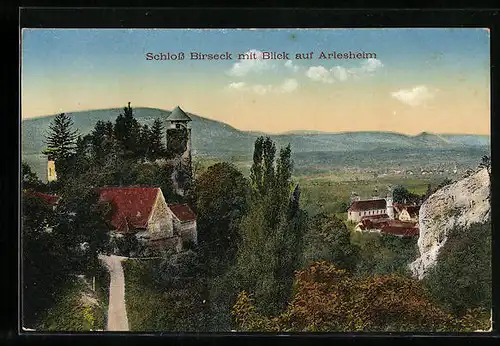 AK Arlesheim, Schloss Birseck mit Blick auf die Ortschaft