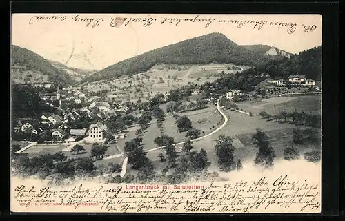 AK Langenbruck, Ortsansicht mit Sanatorium