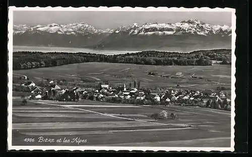 AK Bière, Ortsansicht mit Alpen