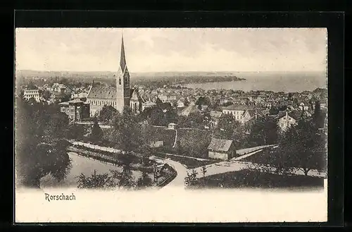 AK Rorschach, Ortsansicht mit Kirche