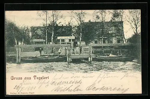 AK Berlin-Tegel, Tegelort, Restaurant Schwan, vom Wasser gesehen