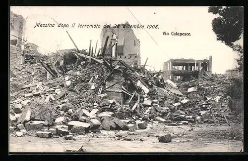 AK Messina, dopo il terremoto det 28 dicembre 1908, Via Calapesce