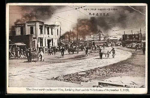 AK Yokohama, The Great earthquake and Fire, Looking Bashamichi of September 1, 1923