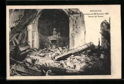 AK Messina, Terremeto del 28 Dicembre 1908, Interno del Duomo