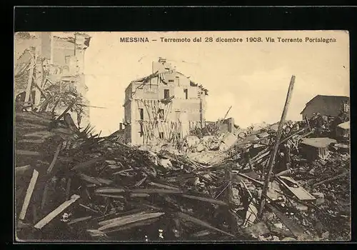 AK Messina, Terremoto del 28 dicembre 1908, Via Torrente Portalegna