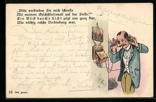 AK Herr im Anzug am Telefon