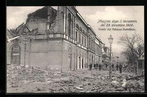 AK Messina, Fronte del Palazzo Prefettizio, Terremoto del 28 Dicembre 1908