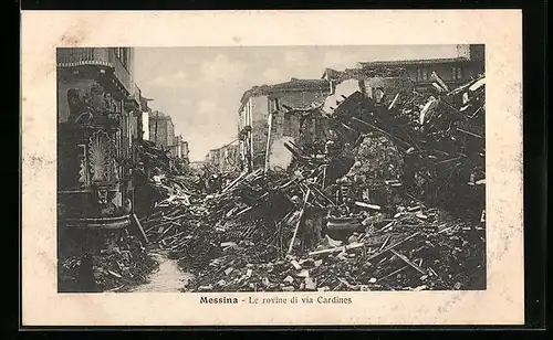 AK Messina, Trümmer vom Erdbeben 1908