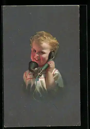 AK Kleiner Junge telefoniert