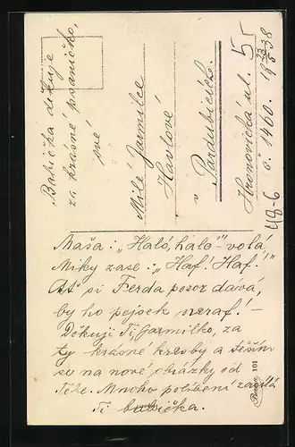 AK Junge Dame mit Hund am Telefon