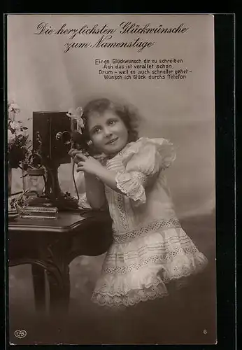 AK Kleines Mädchen am Telefon