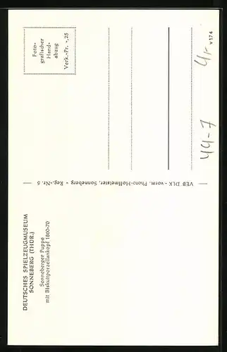 AK Sonneberger Puppe mit Biskuitporzellankopf 1860-70