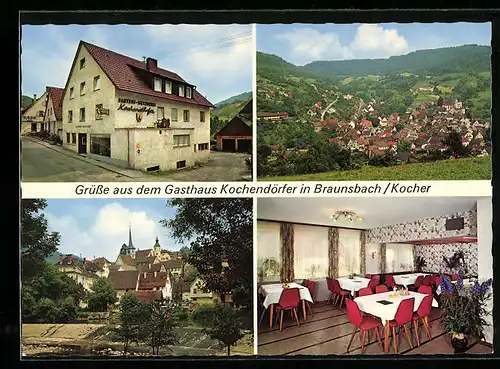 AK Braunsbach /Kocher, Ortsansicht, Gasthaus Kochendörfer