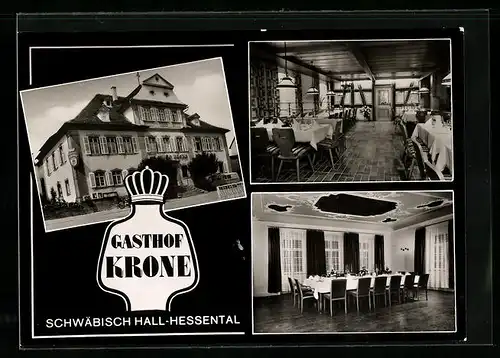 AK Schwäbisch Hall-Hessental, Gasthof Krone von innen und aussen