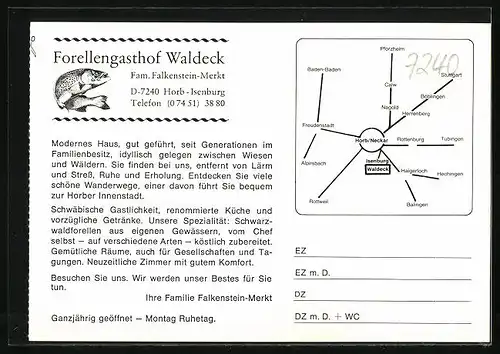 AK Horb-Isenburg, Innenansicht Forellengasthof Waldeck