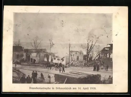 AK Böhmenkirch, Brandkatastrophe am 14.04.1910, abgebrannte Häuser