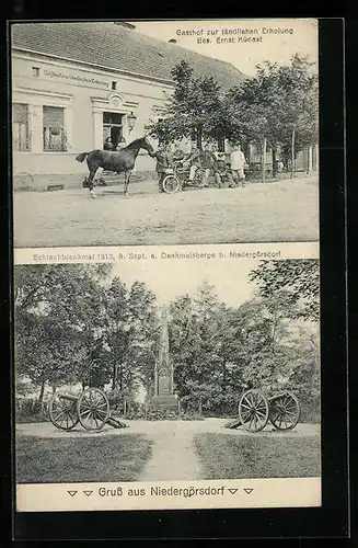 AK Niedergörsdorf, Gasthof zur ländlichen Erholung, Schlachtdenkmal 1813