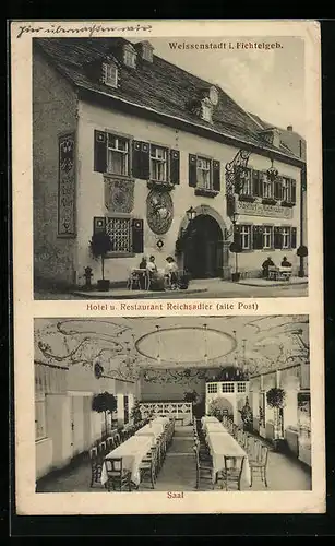 AK Weissenstadt i. Fichtelgeb., Hotel und Restaurant Reichsadler, Saal