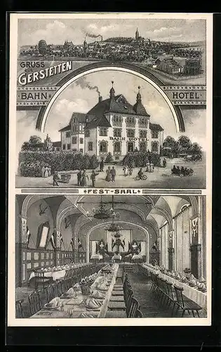 AK Gerstetten, Bahn-Hotel, Fest-Saal