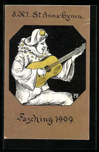 Künstler-AK Augsburg, Fasching 1909, 8. Kl. St. Anna-Gymnasium