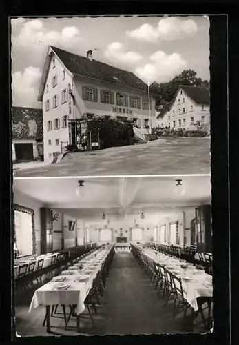 AK Zwiefalten /Württ., Gasthof zum Hirsch mit Innenansicht