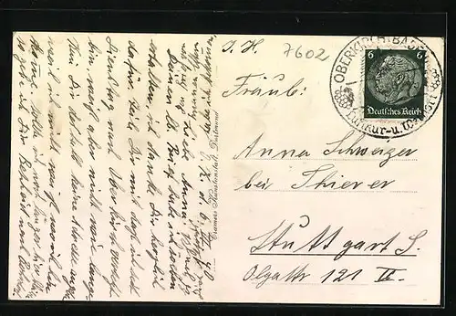 AK Oberkirch i. B., Strasse mit Gasthaus Lindensaal und Litfasssäule