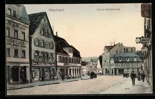 AK Göppingen, Untere Marktstrasse mit Gasthaus zum Bären Carl Scheer