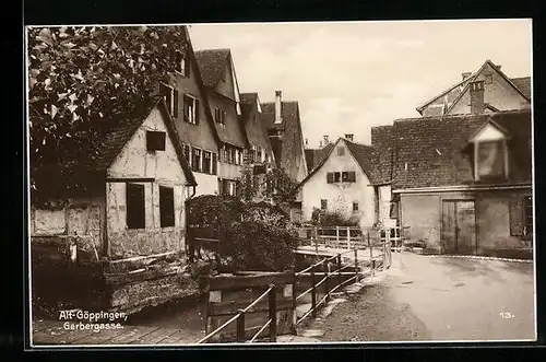 AK Göppingen, Gerbergstrasse mit Brücke, Alt-Göppingen